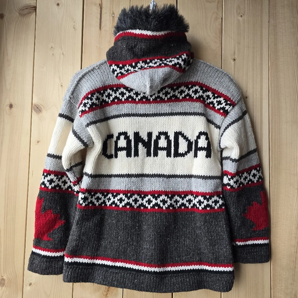 Ecu Arts Canada 100% Wool Zip Up Winter Coat Grey Womens Small - Picture 6 of 9